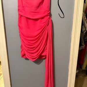 Elegant Pink Draped Women's Dress